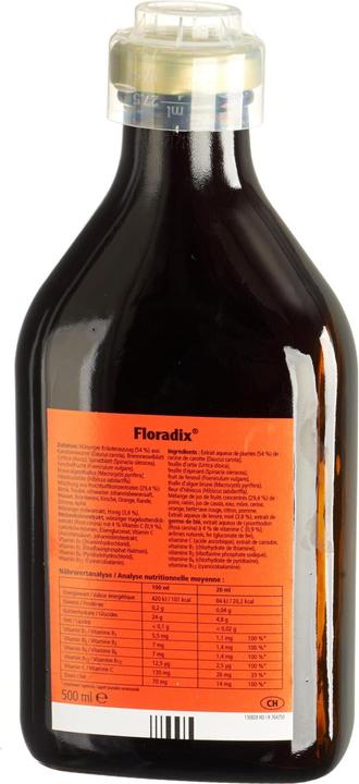 Valori nutrizionali e ingredienti Floradix Vitamine und organisches Eisen (1 Pezzo/i, Liquido, 700 g)