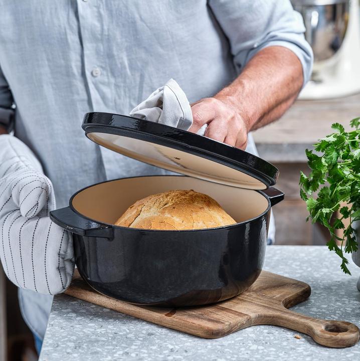 Actual product image KitchenAid braadpan 22cm - gemailleerd gietijzer - onyx zwart - rond (22 cm, Casserole + Stewpot, Cast iron)