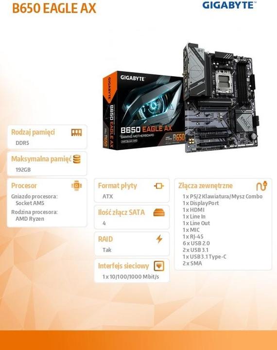 Produktbild Gigabyte B650 EAGLE AX (AM5, AMD B650, ATX)