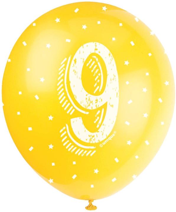Produktbild Unique Luftballons 9 Jahre sortiert 30cm (5Stk) (5 x)