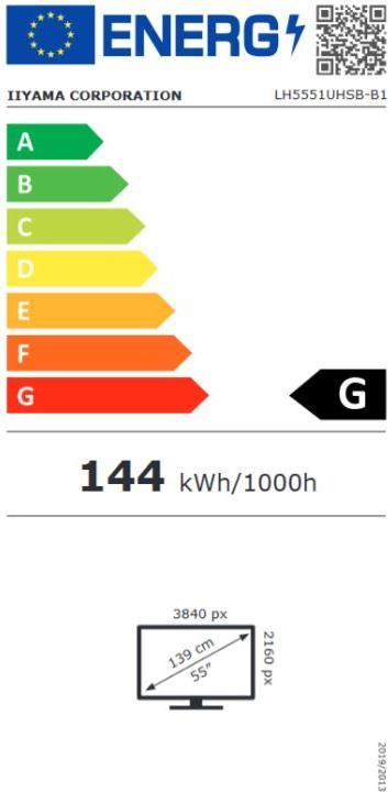 Energy Label iiyama T5562AS-B1 55IN 139.70CM UHD IP (3840 x 2160 Pixels, 54.60")