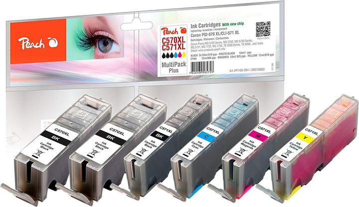 Actual product image Peach Pgi-570xl/Cli-571xl (M, PBK, Y, C, FC)