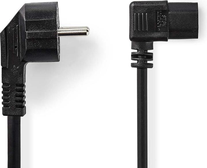 Actual product image Nedis Power cable | Earthing contact plug | IEC-320-C13 | Angled | Nickel-plated | 2.0 (2 m)