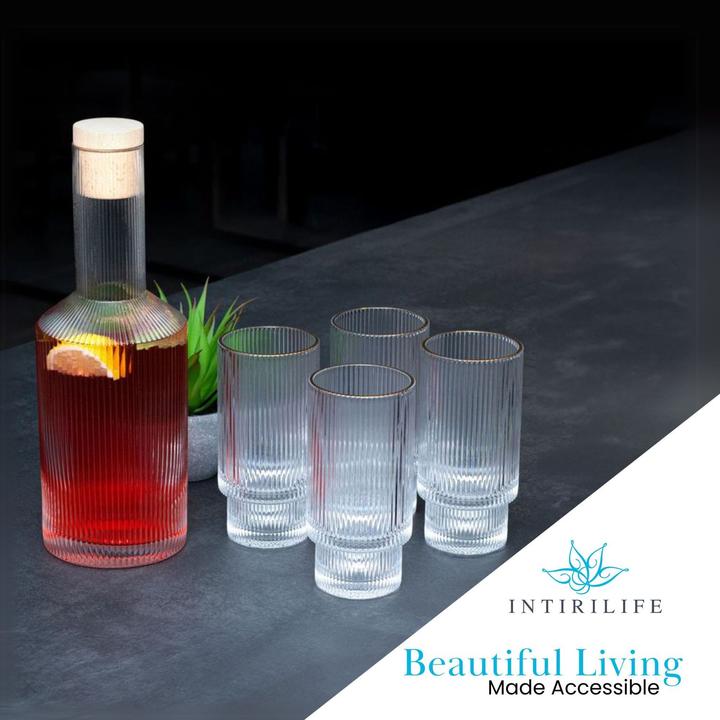 Image du produit Intirilife Set carafe en verre avec bouchon et 4 verres (1.70 l)