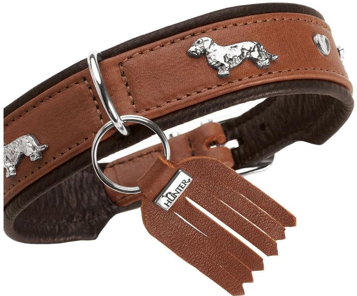 Actual product image Hunter Dachshund collar Munich 42/S, cowhide, cognac/black (42, S, Dog, Dog sport)