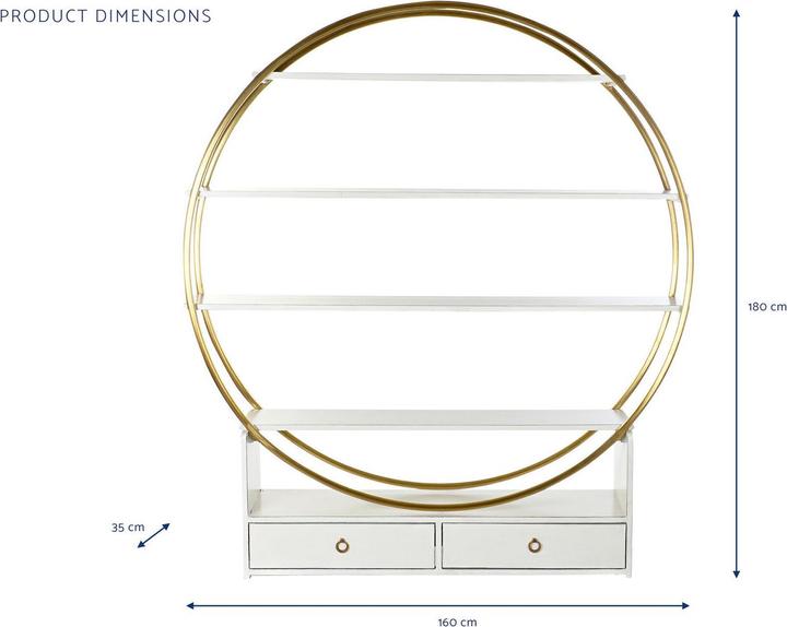Produktbild DKD Home Decor Shelves 160 x 35 x 180 cm Golden Metal White Poplar (160 x 35 x 180 cm)