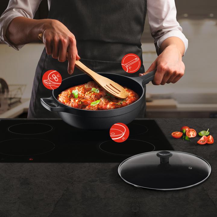 Actual product image Tefal Trattoria Pro braising pan with glass lid (28 cm, Casserole + Stewpot, Cast aluminium)