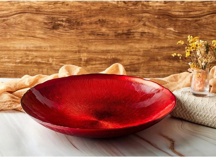 Actual product image The DRH Collection Red glass bowl Crimson Comet