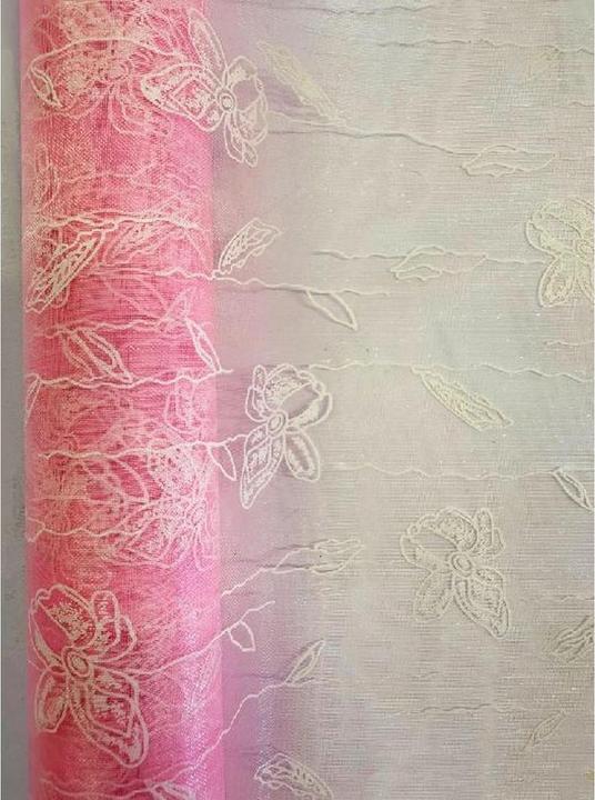 Actual product image GuGus Decoration fabric "Organza" rolled and cut pink Butterfly print 36cm x 300cm
