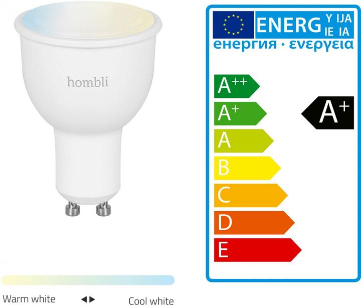 Energielabel Hombli Smart Spot (4.5W) CCT Duo Pack (GU10, 4.50 W, 350 lm, 2 x, F)