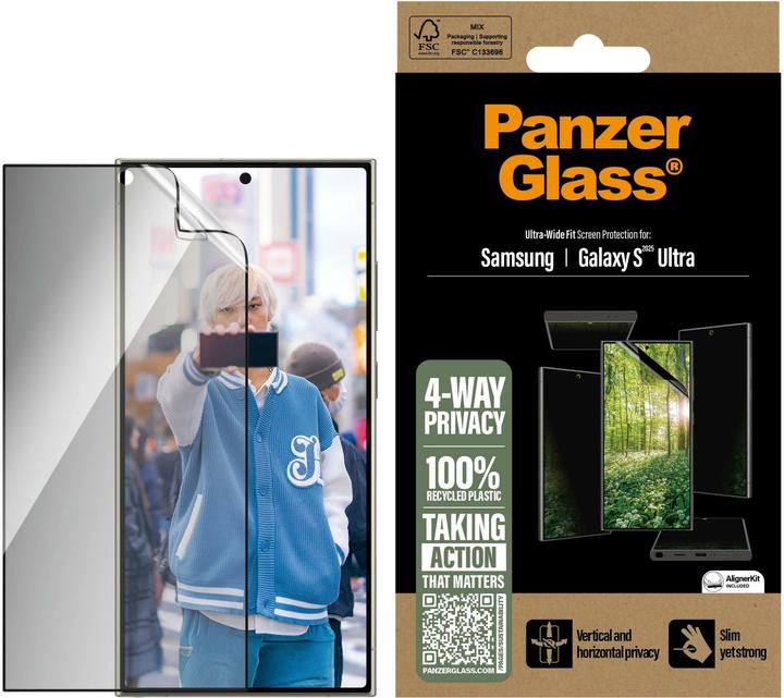 Actual product image PanzerGlass Eco Matrix 4-way Ultra-wide Fit (1 Piece, Samsung Galaxy S25 Ultra)