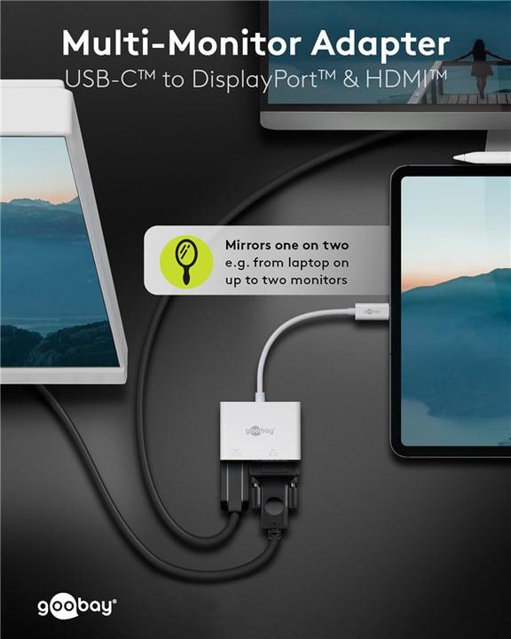 Actual product image Goobay USB-C™ Multiport Adapter HDMI™+VGA, 1pcs. in polybag, White (USB-C, 1 Ports)