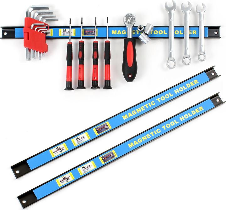Image du produit Wiltec Barre porte- outils aimantée 46cm – 3pcs. Barre magnétique Acier Carbone Support Rangement outillage