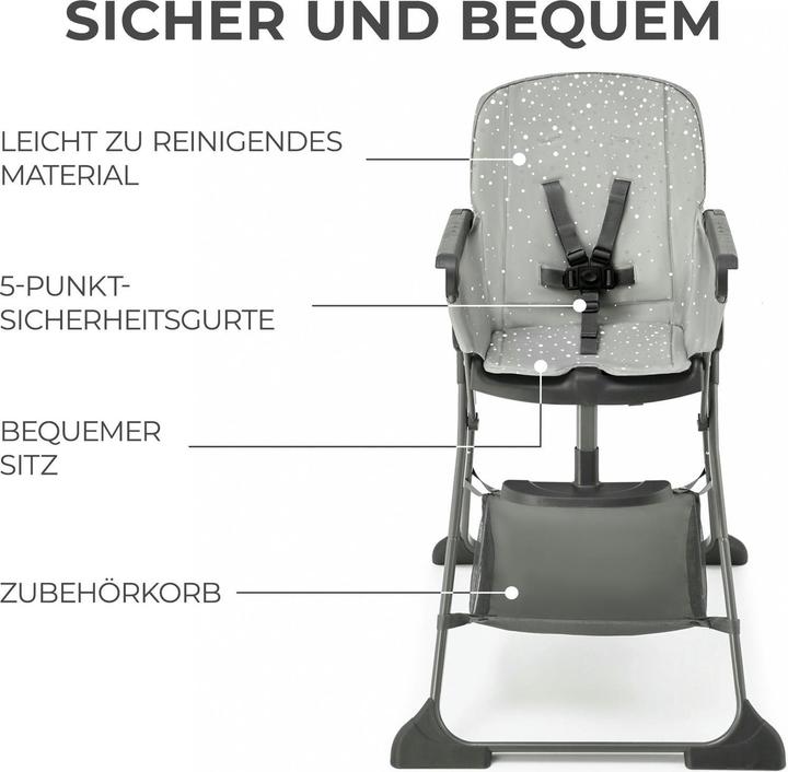 Image du produit KinderKraft Chaise haute Foldee grise (Chaise haute Rehausseur)