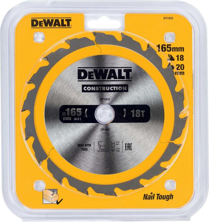 DeWalt Wolframcarbid Kreissägeblatt, Ø 165mm