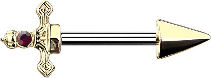 Actual product image Star Piercing Barbell vergoldet Dolch (Surgical steel 316L, Brass)
