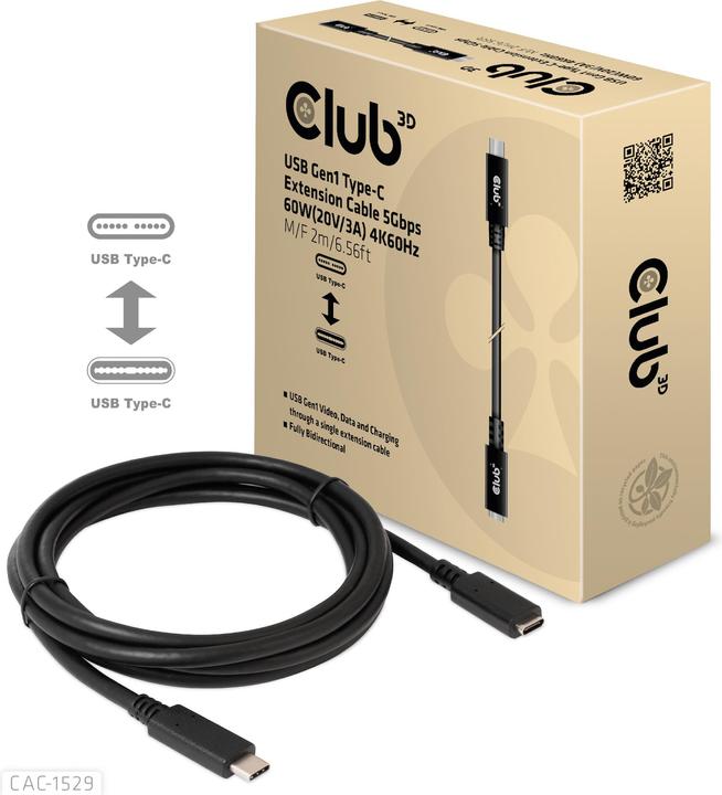 Produktbild Club 3D USB C — USB C (1 m, USB 3.0)