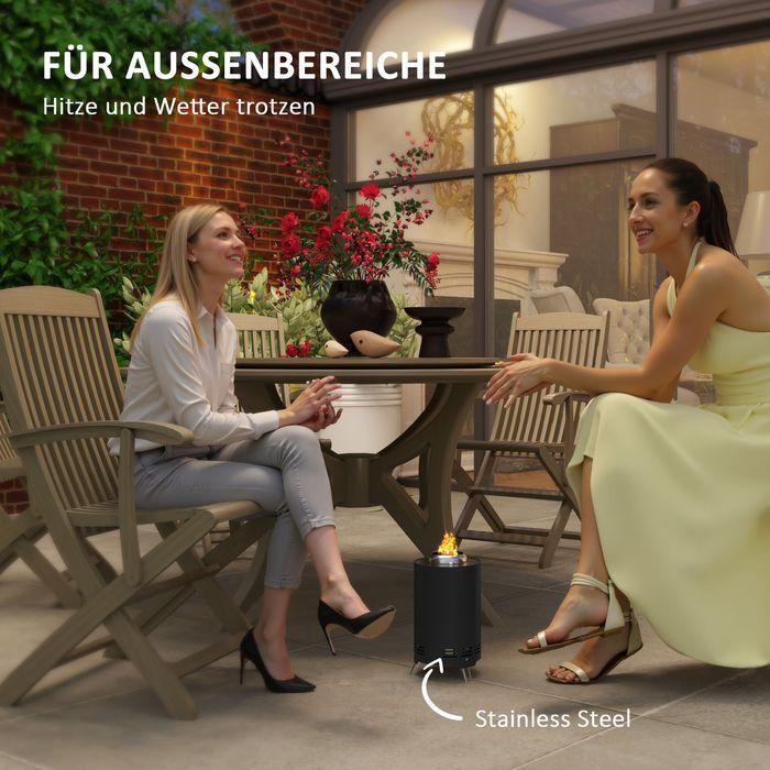 Actual product image Swisshandel24 Feuerschale Ø16x25cm Edelstahl Schürhaken BBQ Camping Schwarz (16 cm)
