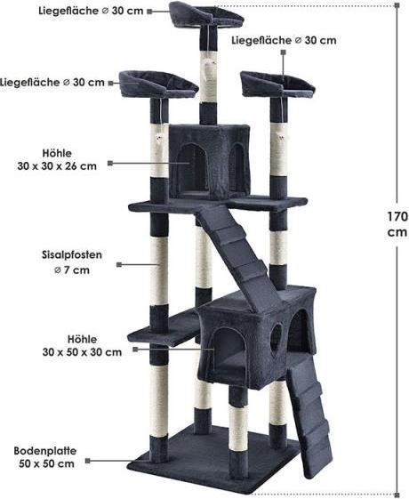 Image du produit Juskys Arbre à chat Sam's Pet Amy (170 cm, Gris foncé)