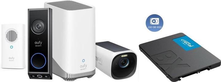 Produktbild eufy Video Doorbell E340 mit Chime + Homebase 3 S380 + Eufycam 3 + 240 GB SSD für 3 Jahre Speicher -