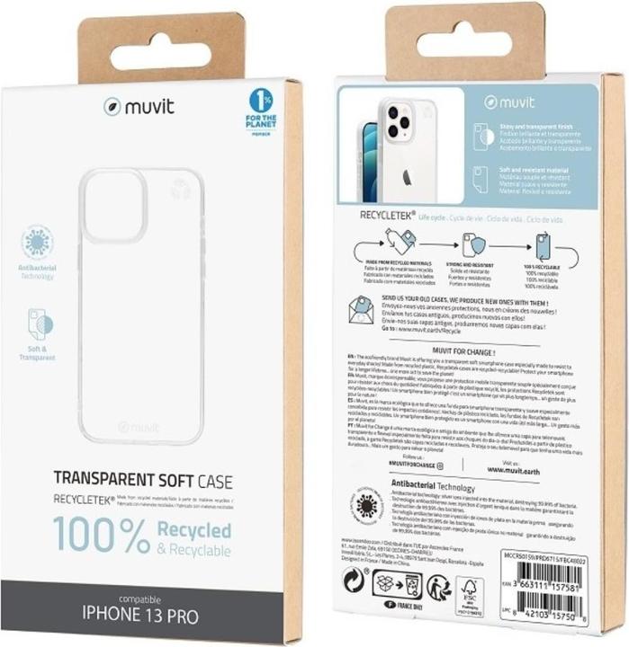 Image du produit Muvit Apple Iphone 13 Pro Recycletek Coque souple par Transparente (Apple iPhone 13 Pro)