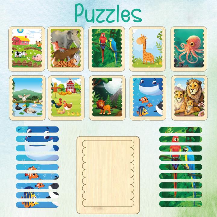 Immagine prodotto Activity Board Regali per bambini, 10 puzzle di animali, puzzle in legno per bambini, regali per bambini, animali
