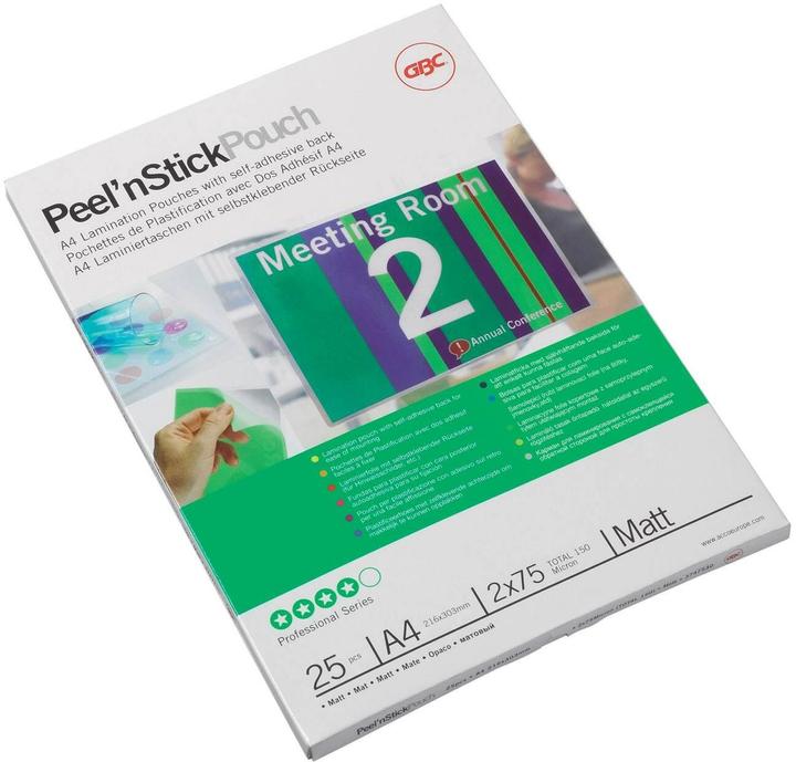 Produktbild GBC PEEL'N STICK POUCH - matt (A4, 25 Stück, 75 µm)