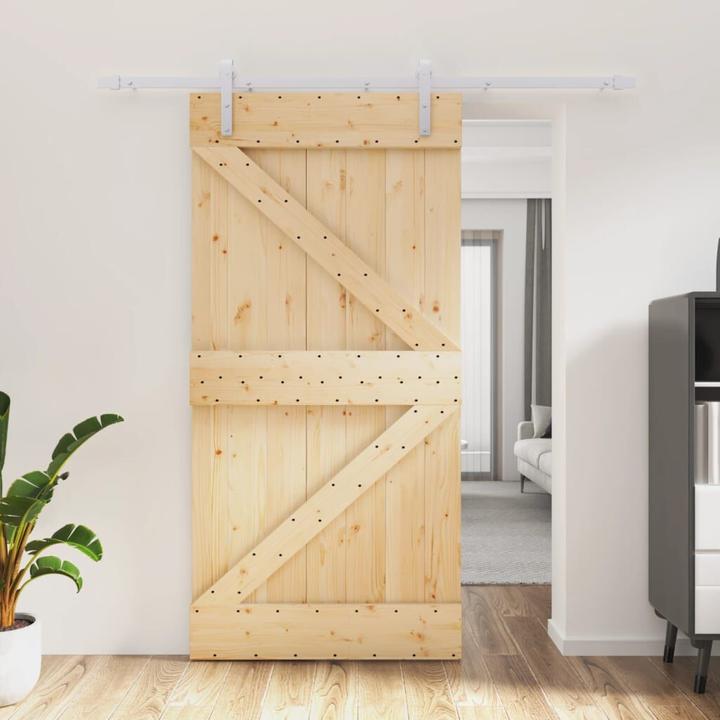 Produktbild VidaXL Schiebetür mit Beschlag 100x210 cm Massivholz Kiefer