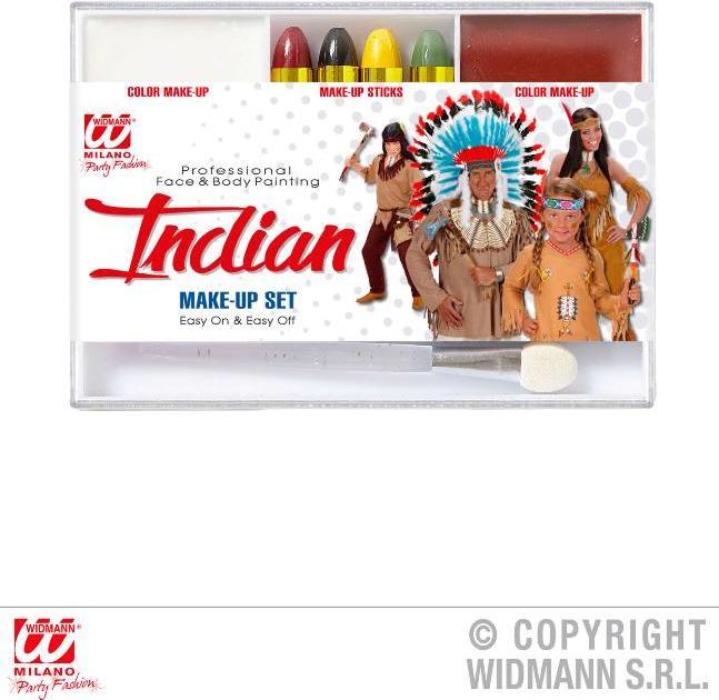 Actual product image Magni Widmann 02405 - Indian make-up set, 4 pencils, burgundy and white make-up in bowl, brush, yarn