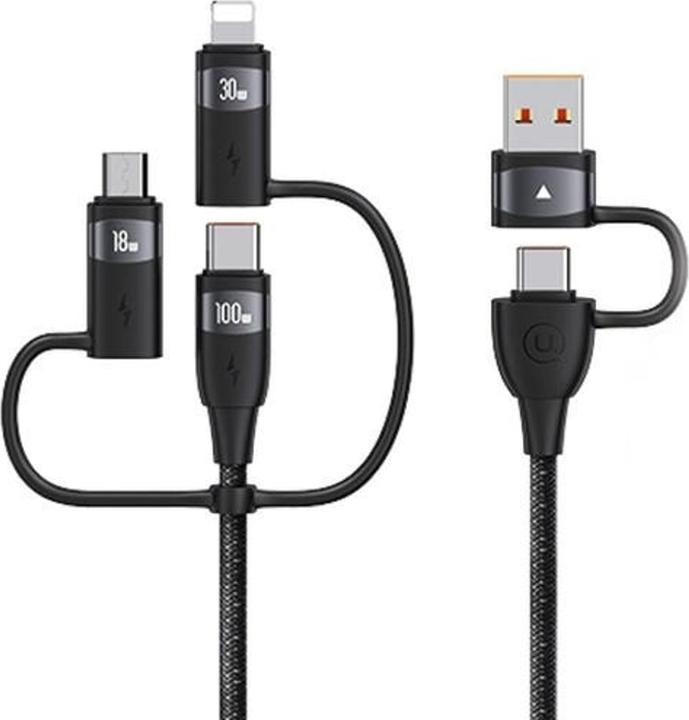 Usams US-SJ645 U85 PD100W A+C to C+L+M 6in1 Fast Charging Cable 1.2m (1.20 m, USB 3.0)