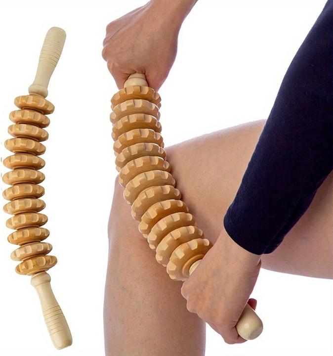 Image du produit PhoneLook Rouleau de massage en bois naturel anti-cellulite pour muscles et tissus profonds drainage lymphatiq