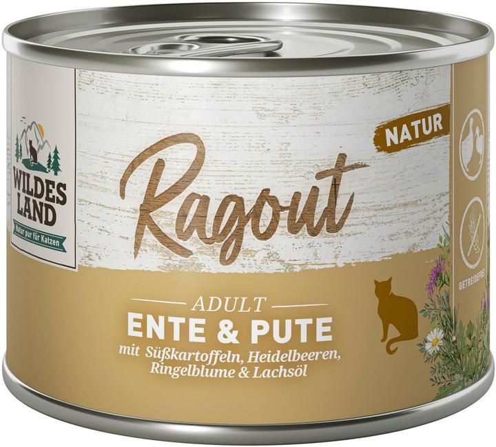 Immagine prodotto Wildes Land Cibo umido al ragù di anatra e tacchino 6 x 180 g (Adulto, 6 pz., 1080 g)