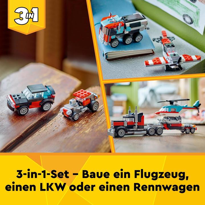 Image du produit LEGO 31146 Remorque surbaissée avec hélicoptère (31146, LEGO Creator 3-in-1)