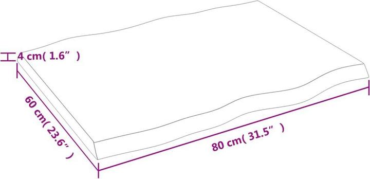 Actual product image VidaXL Tischplatte 80x60x4 cm Massivholz Eiche Behandelt (80 x 60 x 4 cm)