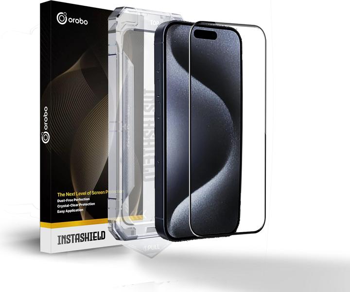 Actual product image Ferryxpress OROBO INSTASHIELD Crystal clear glass screen protector for iPhone 14 (1 piece) (1 Piece, Apple iPhone 14)