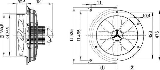 Immagine prodotto Maico MAI DZQ35/42B Ventilatore assiale da parete INenn 0,4A/1,6A 400V