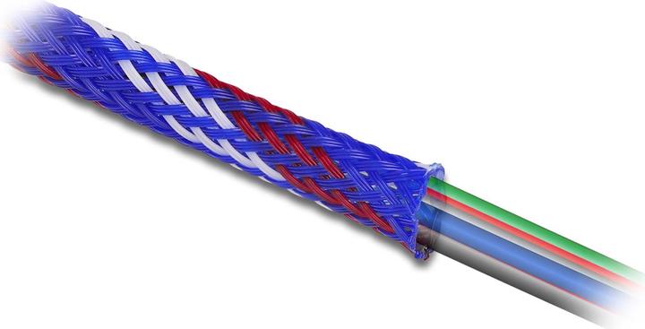 Produktbild Delock Geflechtschlauch dehnbar 2 m x 25 mm blau-rot-weiss (Kabelschlauch, 200 cm)