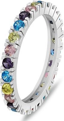 Brilio Silver - Playful silver ring with colored zircons RI116WRBW - Circuit: 58 mm (58)