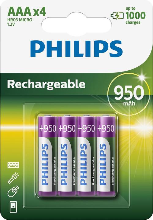 Philips Rechargeable AAA (4 pcs., AAA, 950 mAh)
