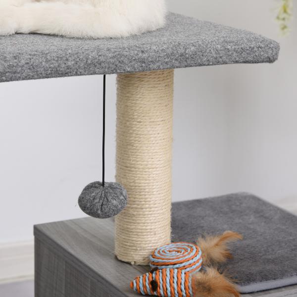 Actual product image PawHut Cat tree with cuddly den (62 cm, Grey)