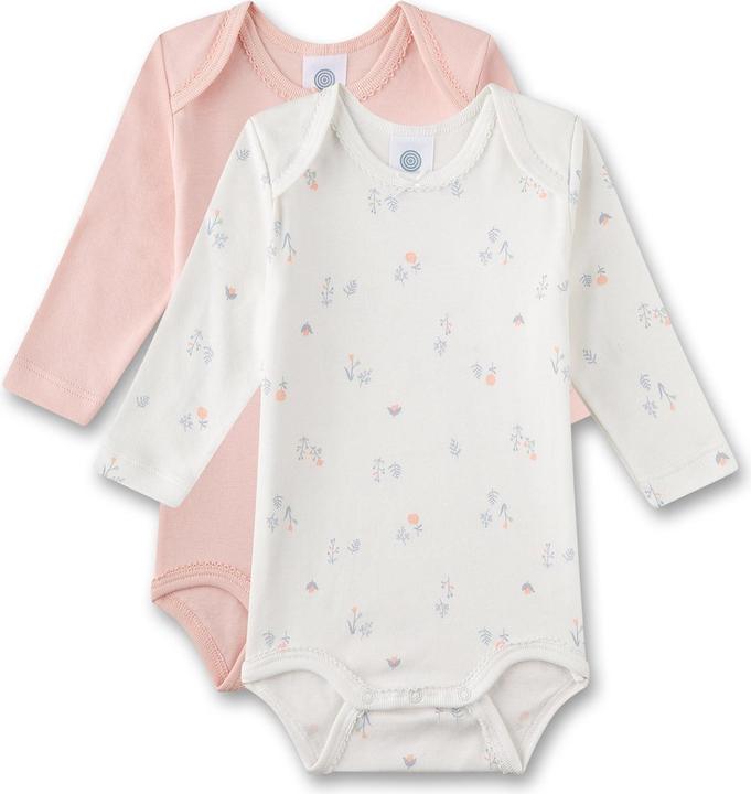 Sanetta Body 2er Pack langarm und Weiss mit Blumen (80)