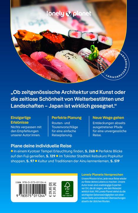 Immagine prodotto Reiseführer Japan (Tedesco, Craig McLachlan, Phillip Tang, Simon Richmond, Ray Bartlett, Winnie Tan, Andrew Bender, Jessica Korteman, Rob Goss, Kate Morgan, Trent Holden, Hannah Kirshner, Thomas O'Malley, 2024)