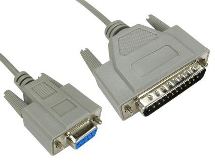 Produktbild Rs Pro Serielles Kabel / 25-polig, D-Sub Stecker / 9-polig, D-Sub Buchse, 2m, Grau (2 m)