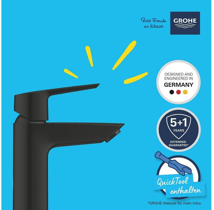 Produktbild Grohe Start QuickFix Lavaboarmatur, S-Size, Push-Open, energiesparend, mattschwarz