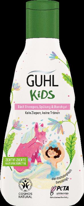 Produktbild Guhl Kids 3in1 Shampoo, Spülung, Duschgel Mandelmilch (250 ml, Flüssiges Shampoo)