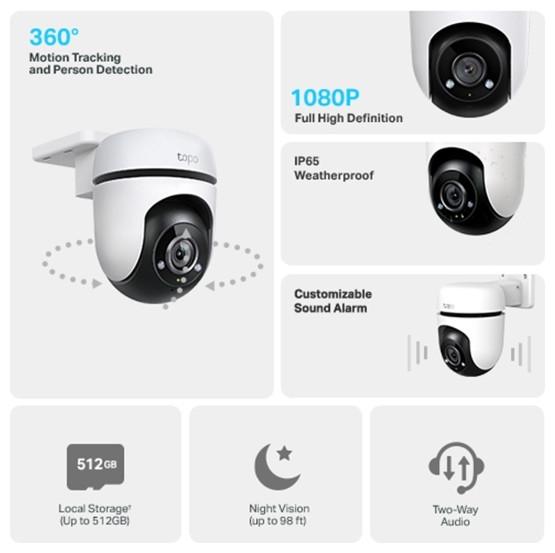 Produktbild TP-Link Tapo C520WS 4MP 360° Outdoor Kamera MicroSD (2560 x 1440 Pixels)