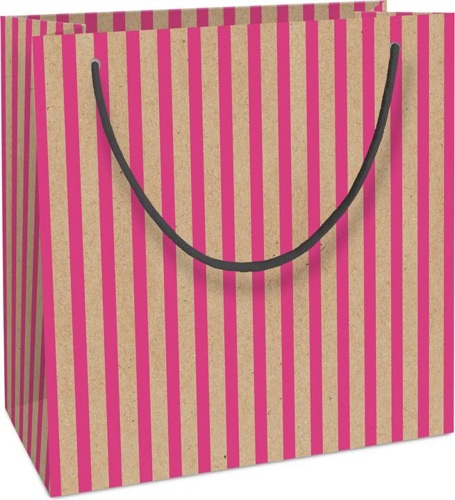 Zishka Tragetasche Weihnachten Kraftpapier Stripes neonpink (Geschenkbox)