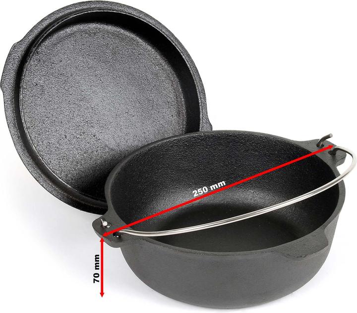 Actual product image Wiltec Dutch Oven 3l with Feet and Lid Lifter, Cast Iron Pot for Campfire Bonfire Camping BBQ Cookware