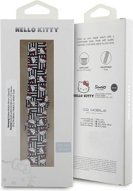 Immagine prodotto Hello Kitty Pasek Uniwersalny HKUWLSDIESK Silicone Heads & Stripes cinturino nero 22mm (22 mm, Silicone, Acciaio inox)