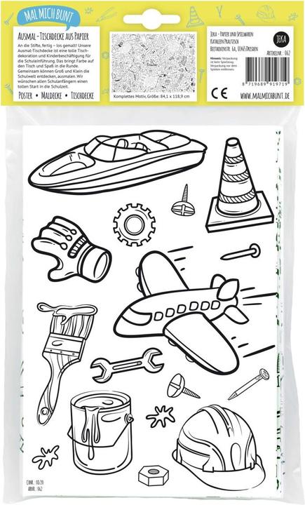 Produktbild Jeka mal mich bunt Ausmal-Tischdecke aus Papier “Fahrzeuge & Baustelle"